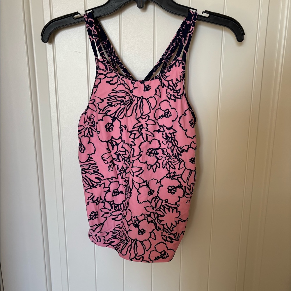 Athleta Pink and Black Floral Tank Top